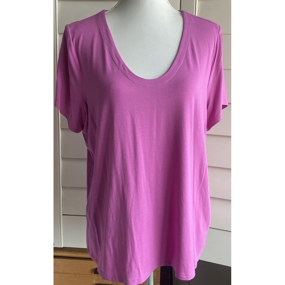 J.Jill Wearever V-Neck Tee T Shirt L Petite Venetian Rose Pink Short Sleeve Top